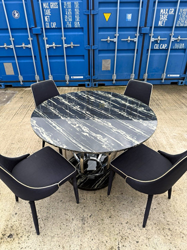 Round black marbled - black,