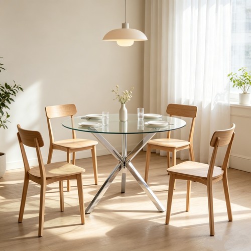 Round tempered glass dining - round,
