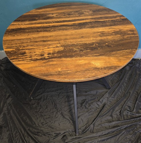 Rustic round dark wood dining - round,