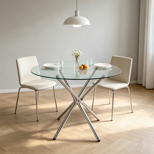 Round dining table - round, glass
