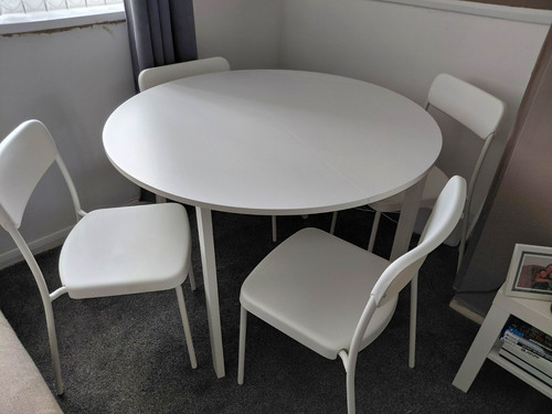 White round wooden ikea dining - round,