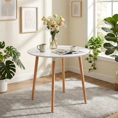 White black 80cm round - 80cm, dining