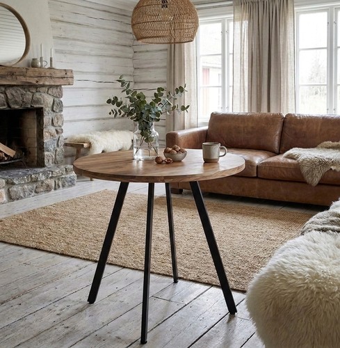 80cm round solid acacia - 80cm,
