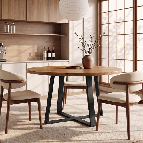 120cm solid wood round dining - solid,