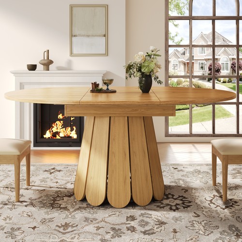 Extendable round dining table - round,