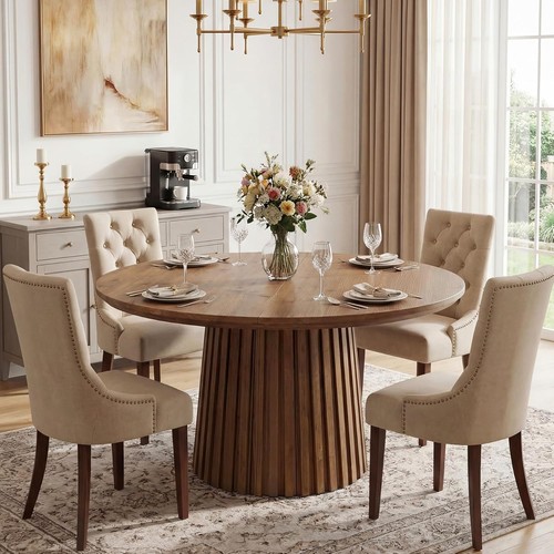 Round solid wood dining - solid,