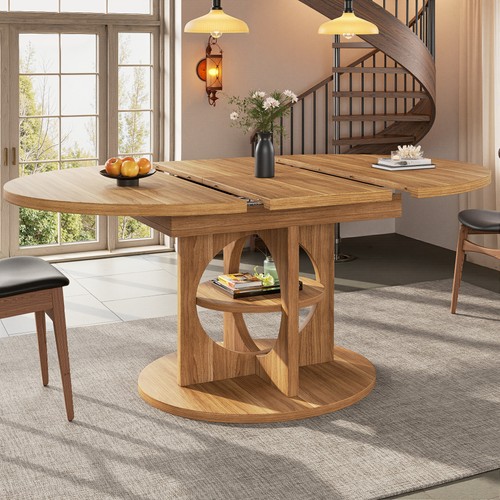 Extendable round dining table - round,